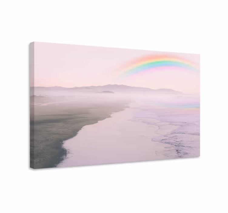 Canvas landschap vredzaam kust regenboog - TenStickers