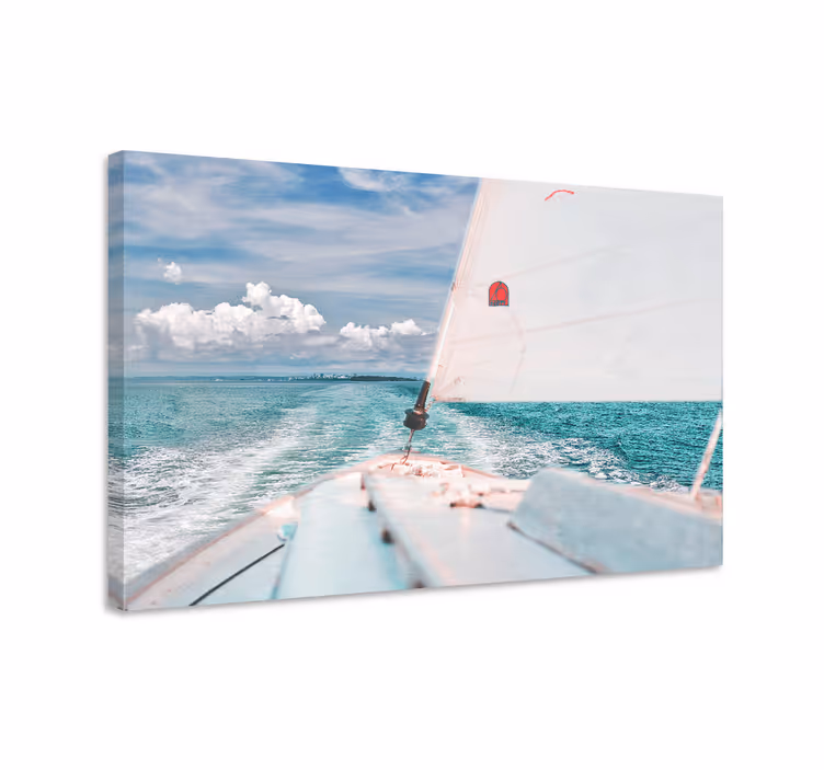 Canvas schilderij marine varen door golven - TenStickers