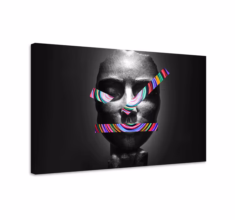 Canvas schilderij kunst abstract gezicht sculptuur - TenStickers
