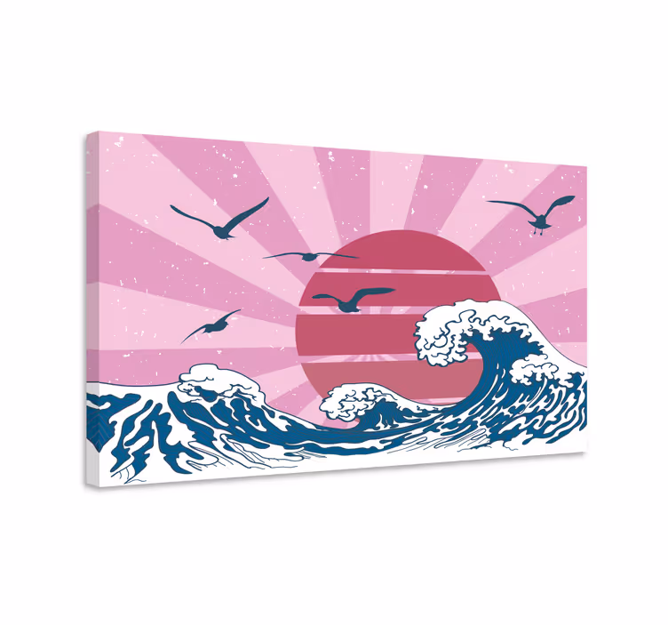 Vintage canvas schilderij De grote roze retrogolf - TenStickers