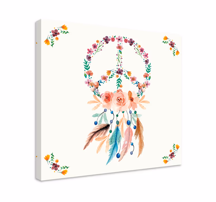 Canvas schilderij bloemen en planten vredessymbool - TenStickers