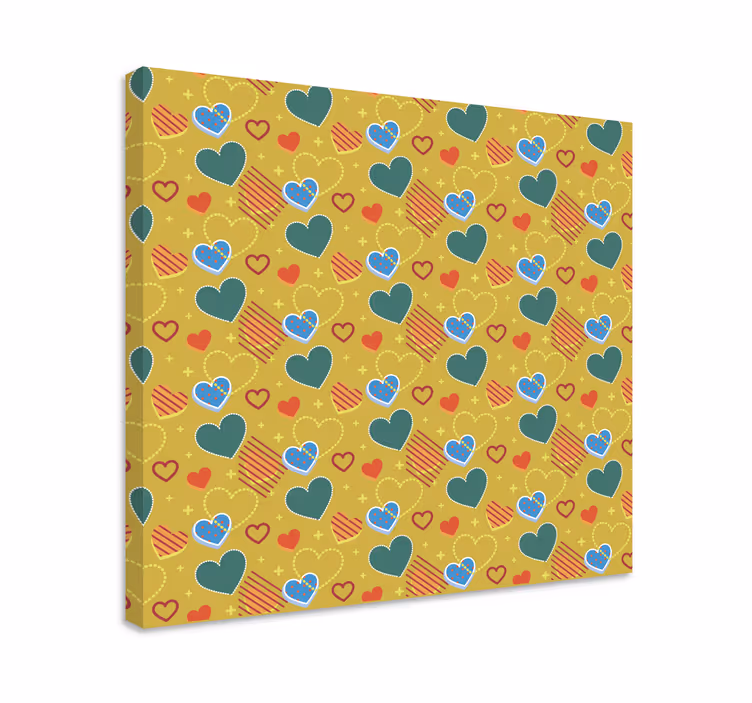 Alphabet canvas schilderij kleurrijk hartpatroon - TenStickers
