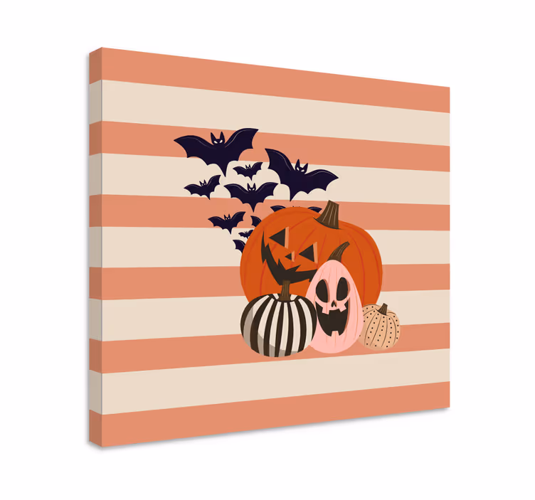Canvas schilderij sporten halloween pompoen verzameling - TenStickers