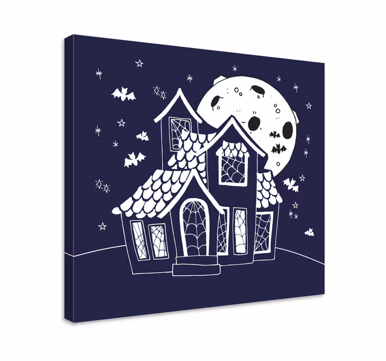 Canvas landschap spookhuis silhouet - TenStickers