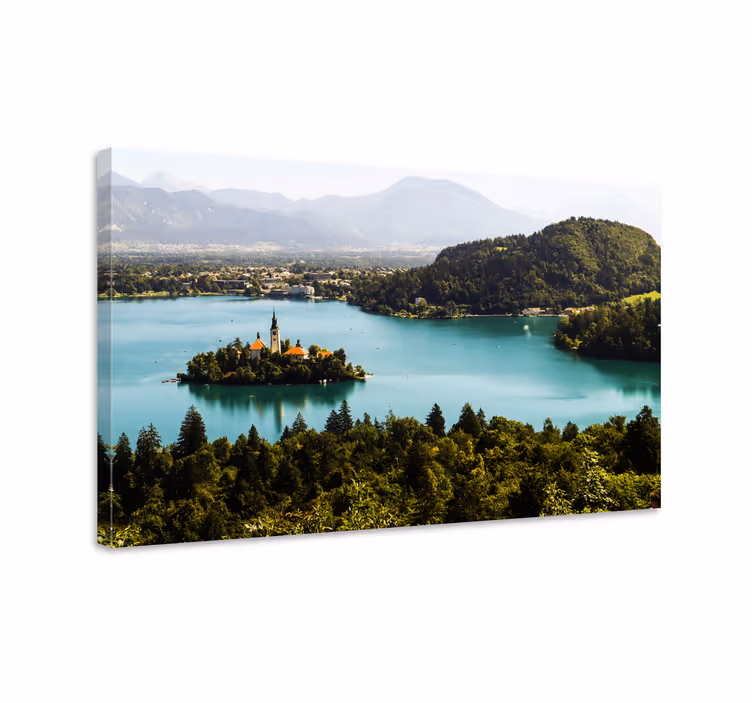 Rustig meer eiland Canvas landschap - TenStickers