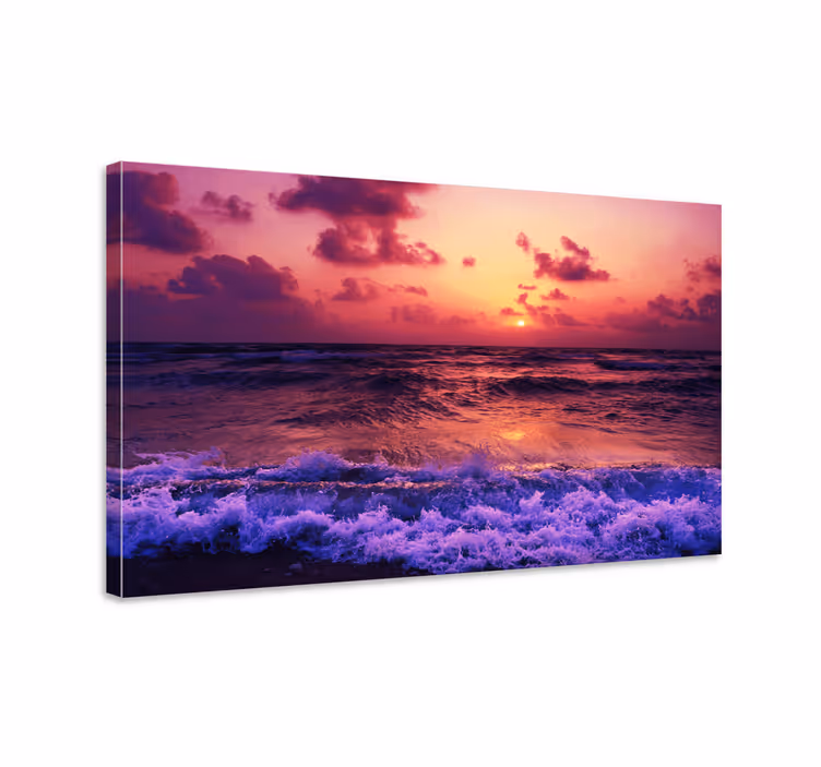Canvas landschap vibrante zonsondergang golven - TenStickers