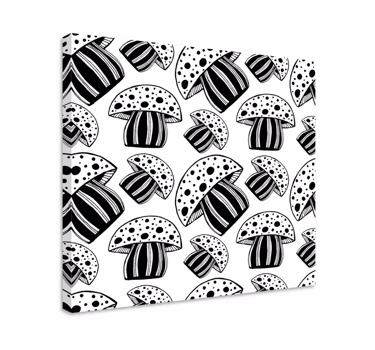 Canvas schilderij vis met paddenstoelenmotief - TenStickers