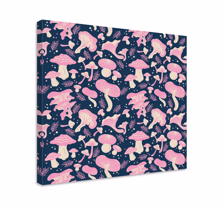 Canvas schilderij bloemen en planten paddenstoelillustratie - TenStickers
