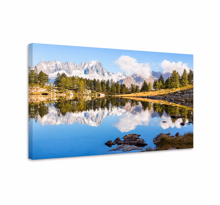 Canvas landschap bergreflectie uitzicht - TenStickers