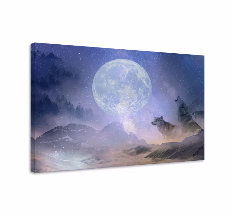 Canvas schilderij hond mystieke wolven huilend - TenStickers