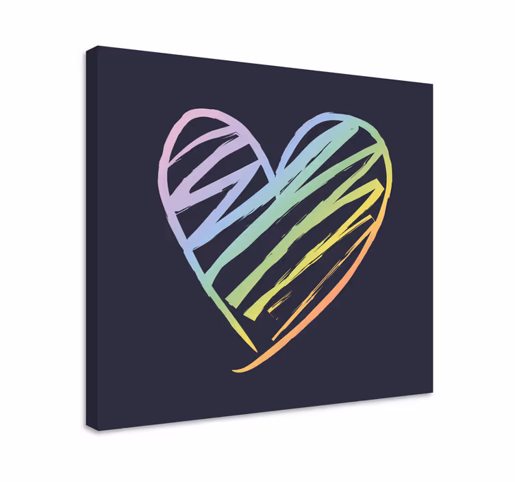 Canvas schilderij tekst harttekening - TenStickers
