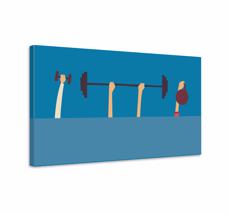 Canvas schilderij sporten fitness equipment hands - TenStickers