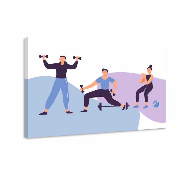Canvas schilderij thuis Illustratie van mensen trainen - TenStickers