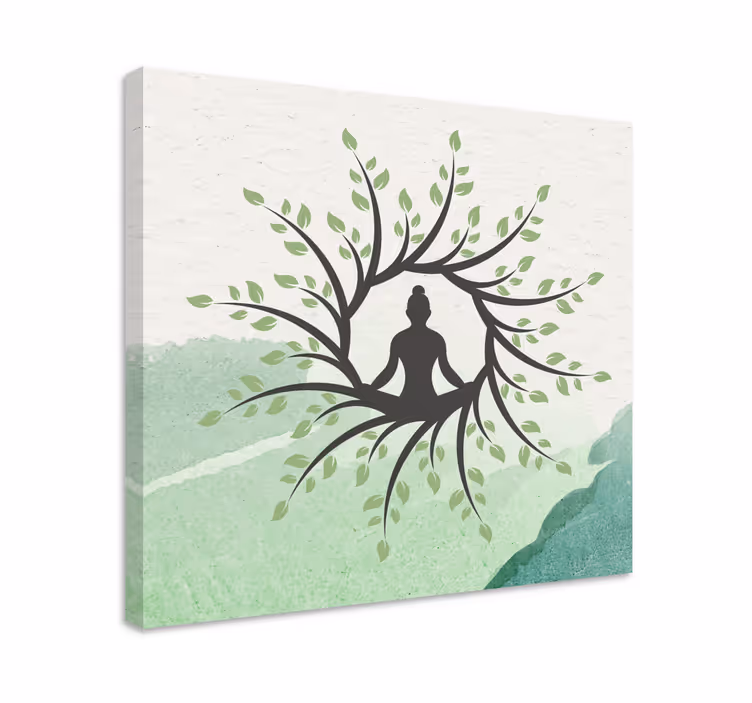 Canvas schilderij boeddha mediterende boeddha silhouet - TenStickers