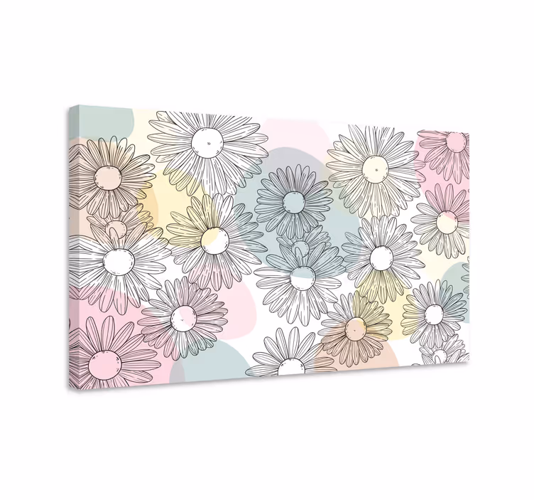 Canvas schilderij bloemen en planten margrietpatroon - TenStickers