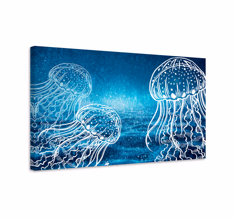 Canvas schilderij marine meduse oceaanleven - TenStickers