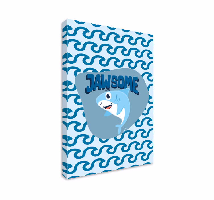 Blauwe babyhaai met naam Canvas schilderij vis - TenStickers