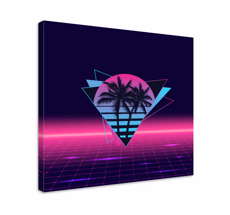 Vintage canvas schilderij Palmboom in dampgolfstijl - TenStickers