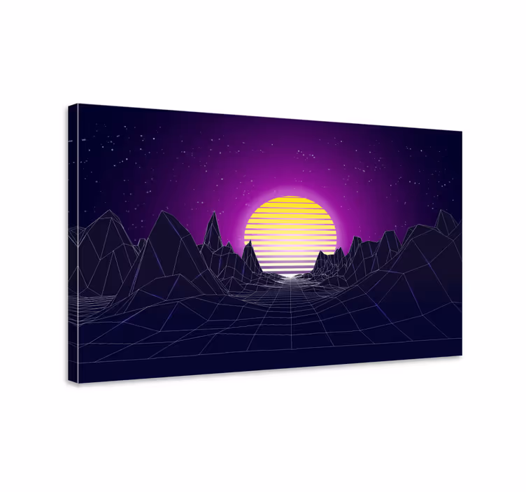 Modern canvas schilderij geometrisch zonsopgang landschap - TenStickers