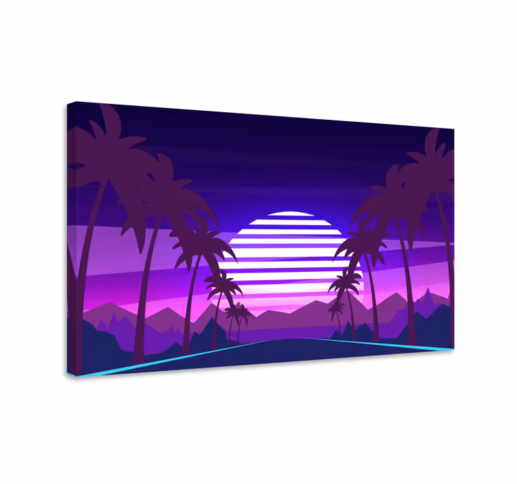 Tropische zonsondergang Canvas landschap - TenStickers
