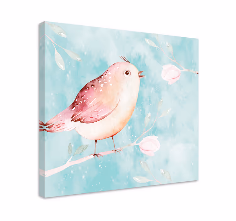 Canvas schilderij vogels zingende vogel - TenStickers