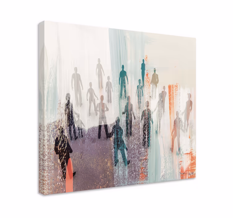 Vintage canvas Abstract schilderij van mensen - TenStickers