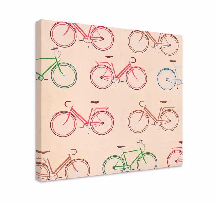 Canvas schilderij sporten kleurrijke fietspatronen - TenStickers