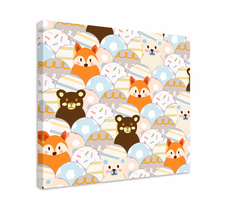 Karakters canvas schilderij schattige dierengezichten - TenStickers