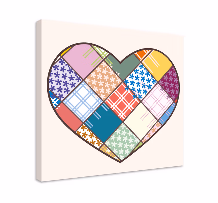 Canvas schilderij motivatie hart patchwork ontwerp - TenStickers