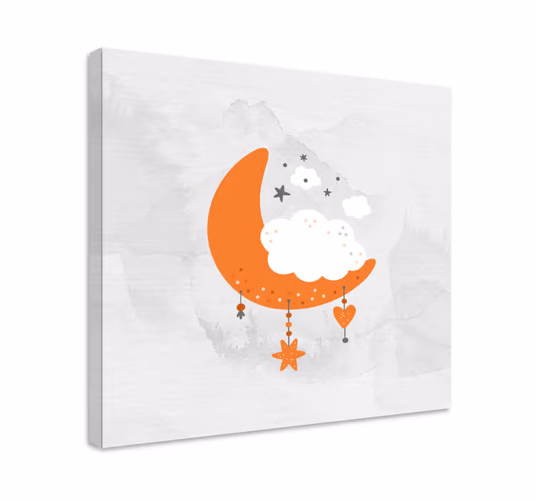 Canvas schilderij baby's wolkenmaan hangend - TenStickers