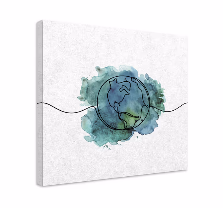 Wereldkaart canvas schilderij moderne aardoutline - TenStickers