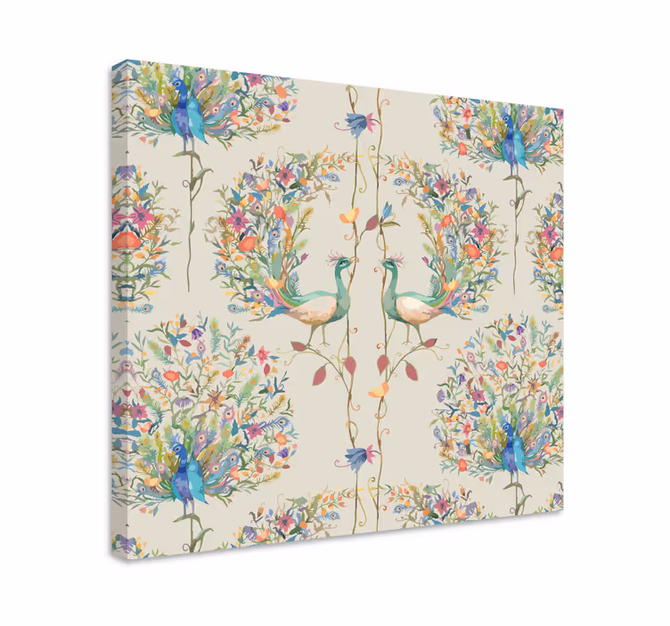 Eclectische tuin en vogels Canvas schilderij - TenStickers