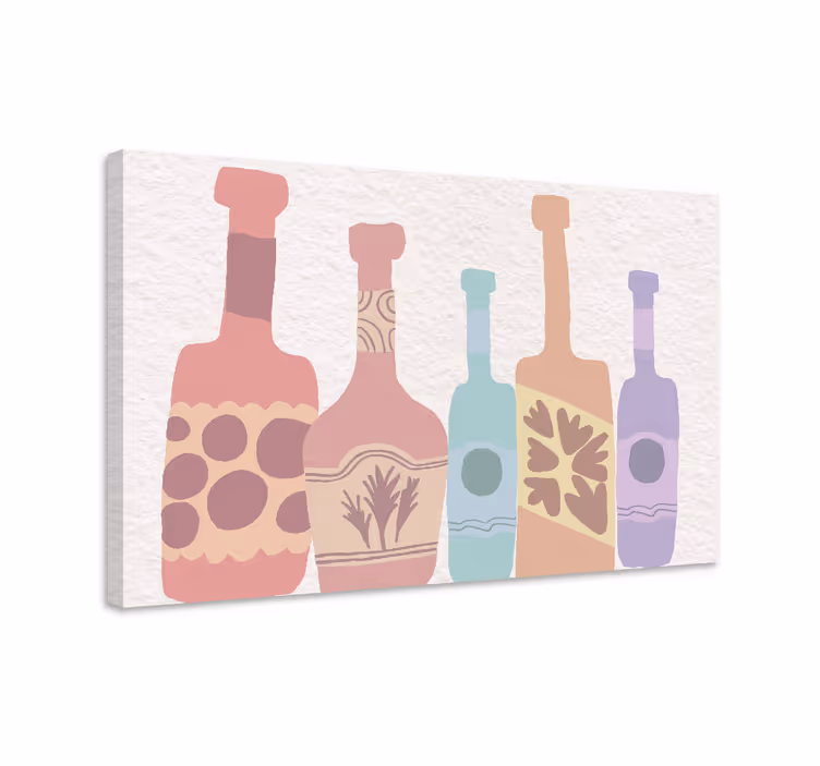 Ornament canvas schilderij kleurrijke fles silhouetten - TenStickers
