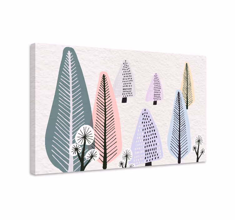 Scandinavisch kleurrijk bos Canvas bomen - TenStickers