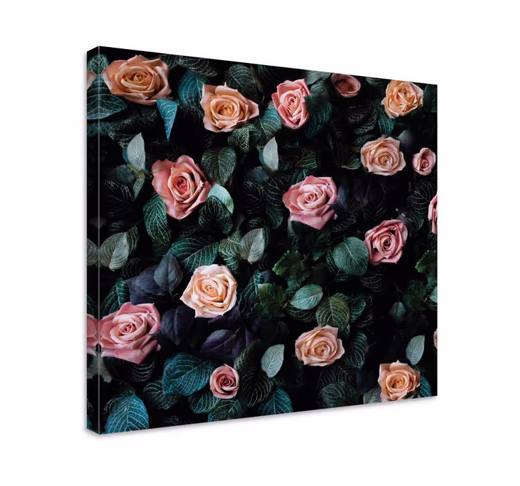 Canvas schilderijen bloemen Rood roze bloemen - TenStickers