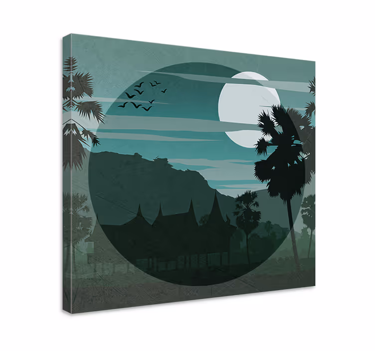 Canvas landschap serene maanverlichte aanblik - TenStickers