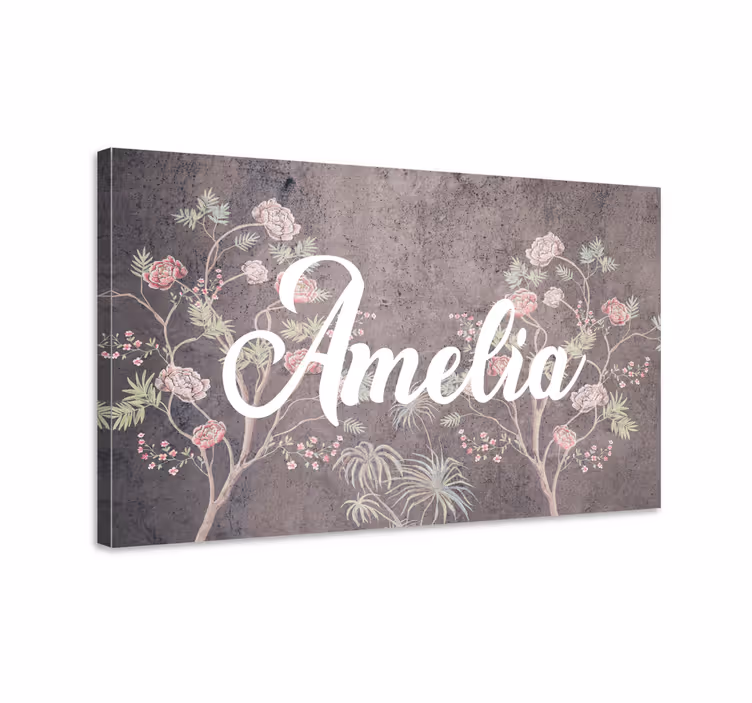 Bloemmotief met naam Canvas schilderijen bloemen - TenStickers