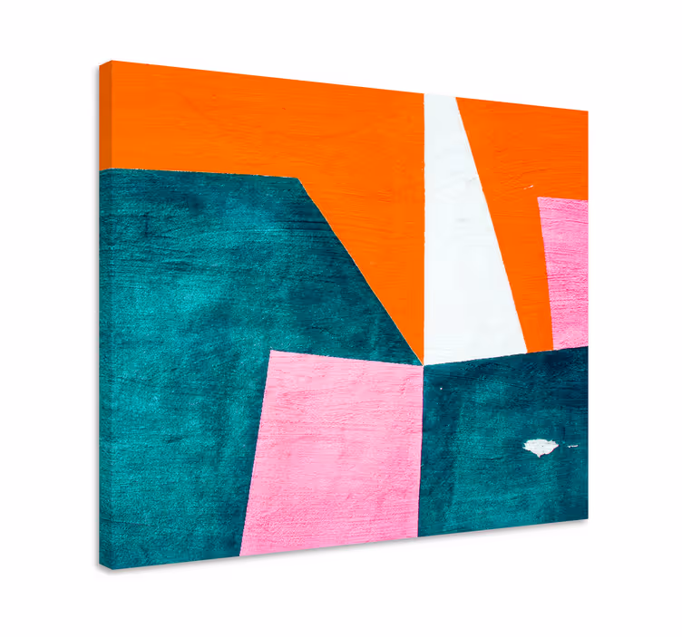Geometrisch canvas schilderij abstracte oranje compositie - TenStickers