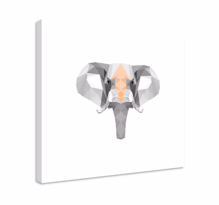 Geometrische olifantenkop Canvas schilderij olifant - TenStickers
