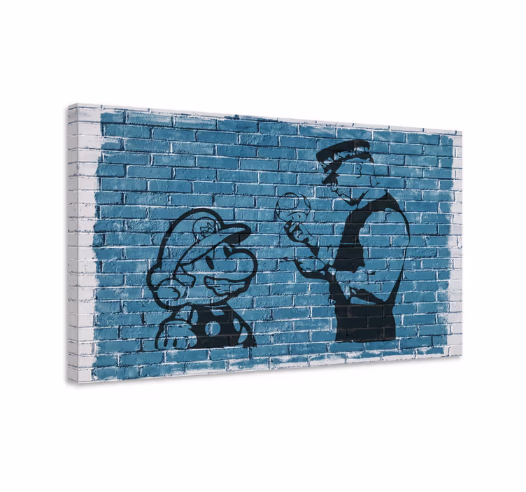 Videogames canvas schilderij mario en agent - TenStickers