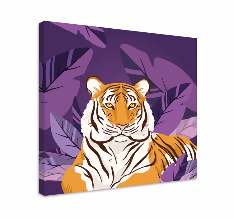 Canvas schilderij dieren majestueuze tijger portret - TenStickers