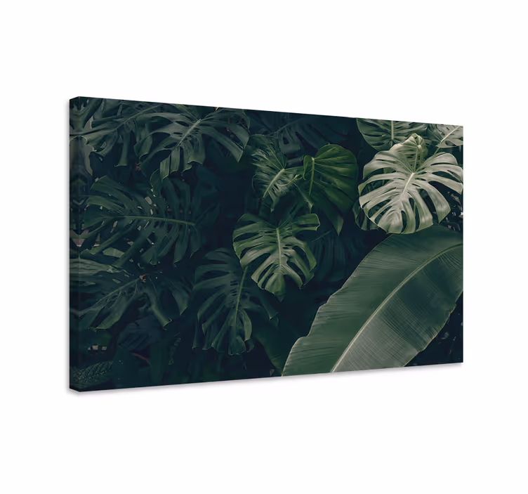 Canvas schilderij bloemen en planten weelderig tropisch loof - TenStickers