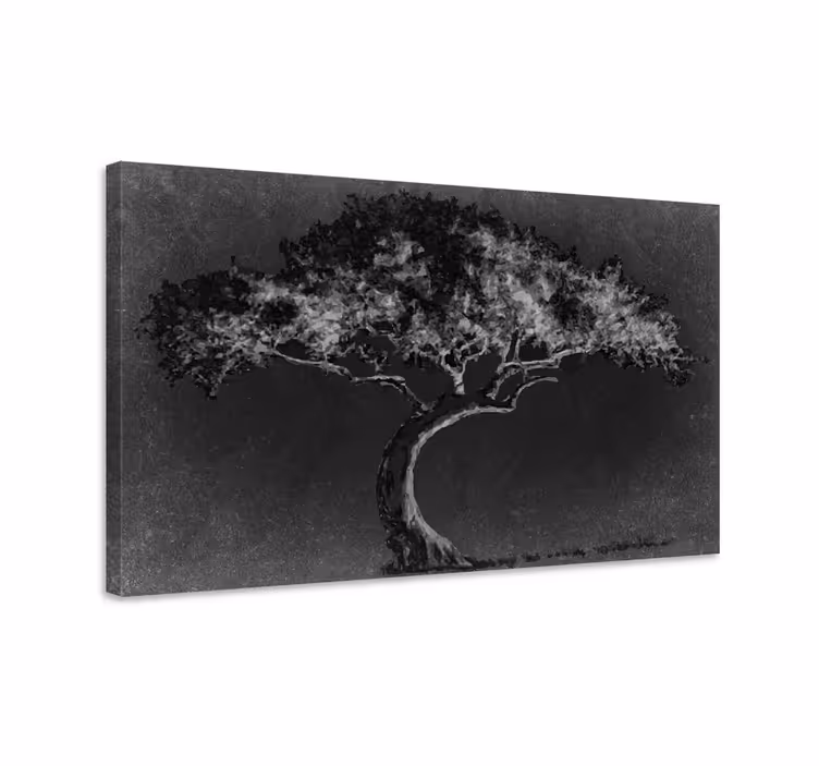 Canvas bomen eenzame boom silhouet - TenStickers