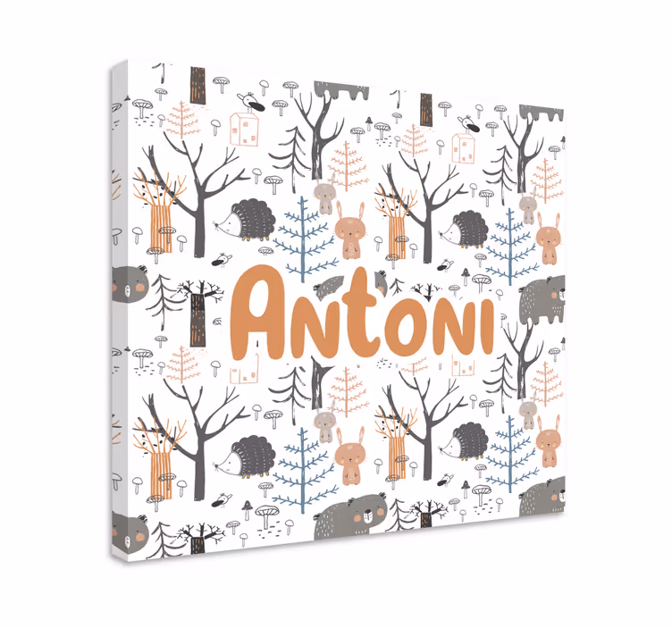 Canvas schilderij baby's schattig dierenbos - TenStickers