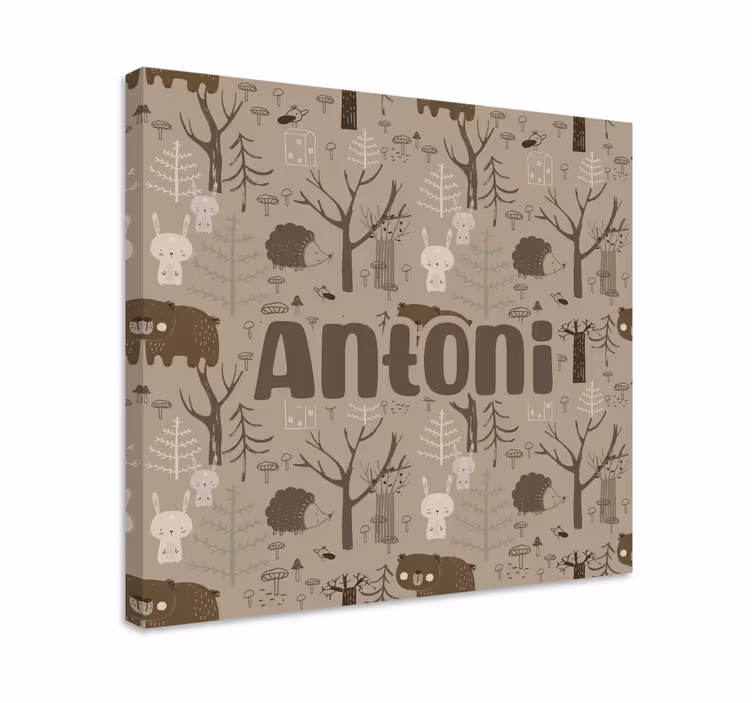 Canvas schilderij baby's schattige bosdieren - TenStickers