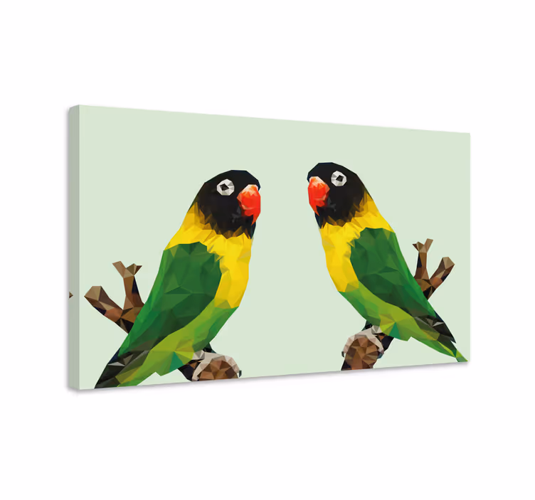 Canvas schilderij vogels polygonale papegaaien display - TenStickers