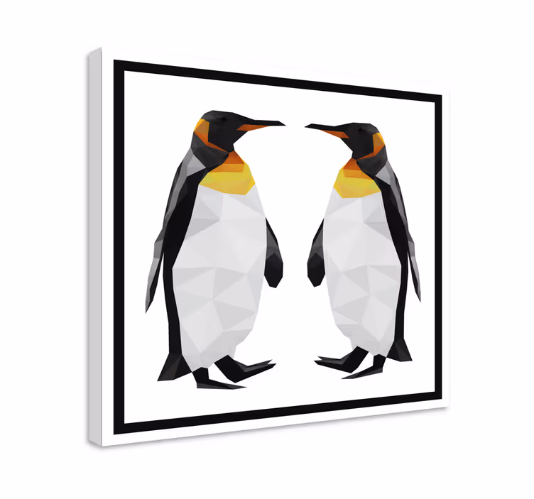 3d canvas schilderij twee geometrische pinguïns - TenStickers