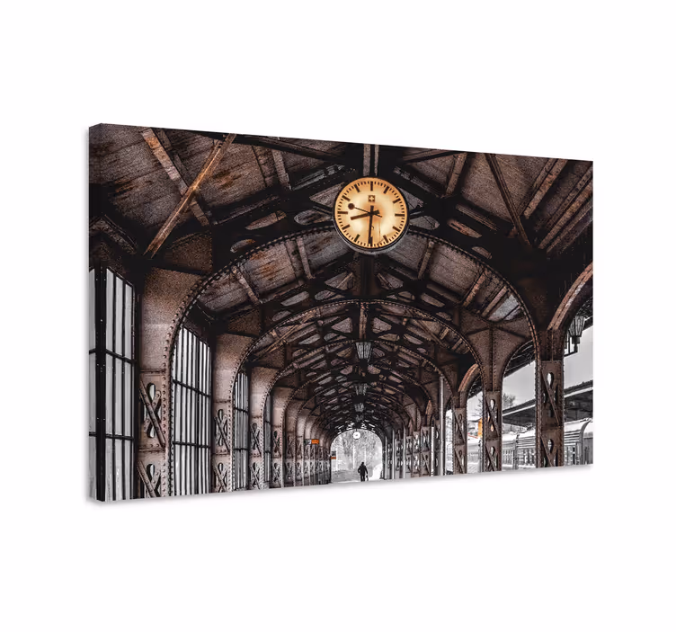 Canvas schilderij landen en steden historisch treinstation - TenStickers