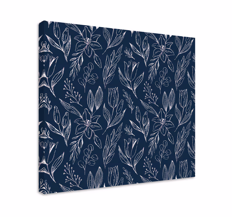 Canvas schilderij bloemen en planten bloemige schetspatroon - TenStickers