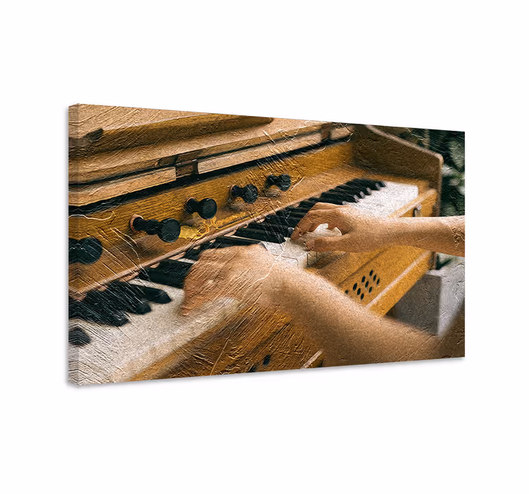 Canvas schilderij muziek hands on keys - TenStickers